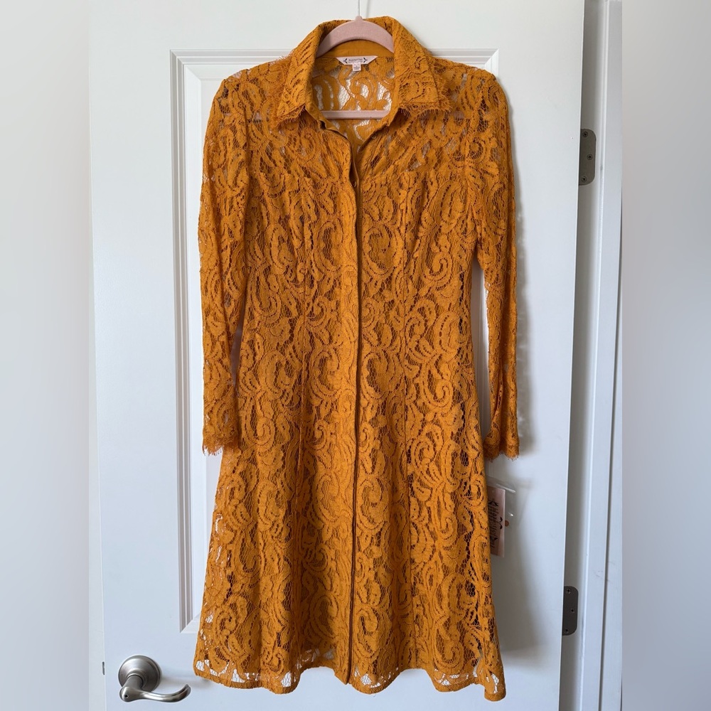 NWT Nanette Lepore Dark Gold Lace Dress sz 6